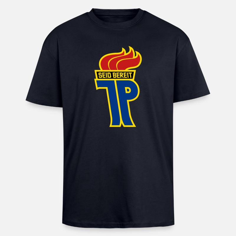 JP - Junge Pioniere Logo - Oversized Heavyweight Unisex T-Shirt - French Navy