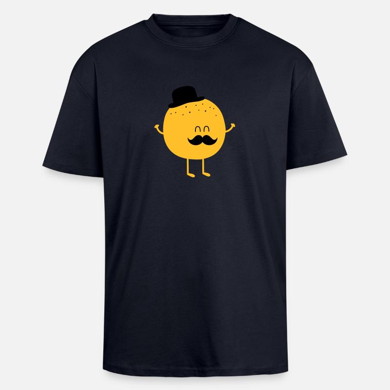 Funny Orange with Mustache - T-shirt unisexe oversize épais - bleu marine