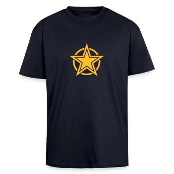 star - T-shirt unisexe oversize épais - bleu marine - Devant - Alina (178cm) & Michal (187cm)