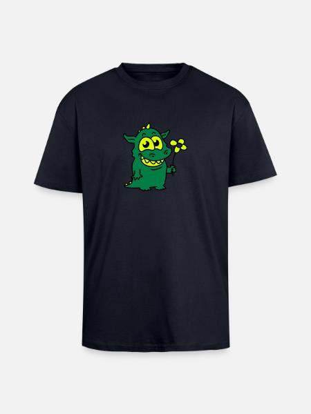 Dragon with Flower - Unisex Oversized Heavyweight T-shirt - french navy