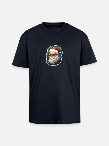 Santa Claus - illustration - Unisex Oversized Heavyweight T-shirt - french navy