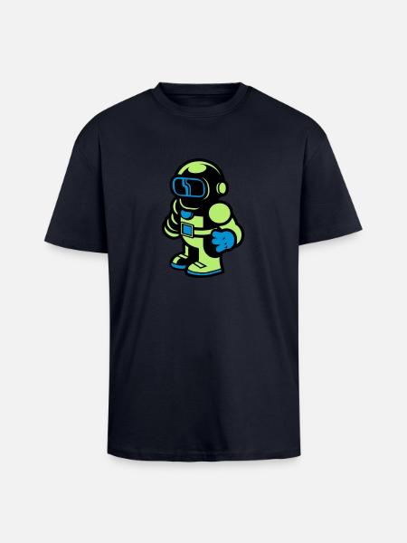 Cartoon Spaceman Astronaut - Unisex Oversized Heavyweight T-shirt - french navy