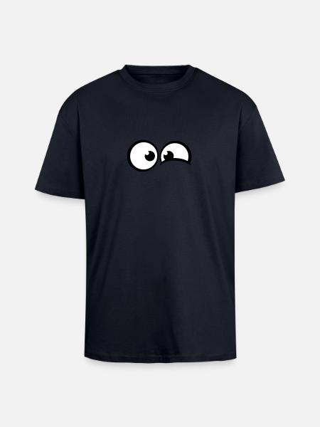 Anxious comic eyes - Unisex Oversized Heavyweight T-shirt - french navy