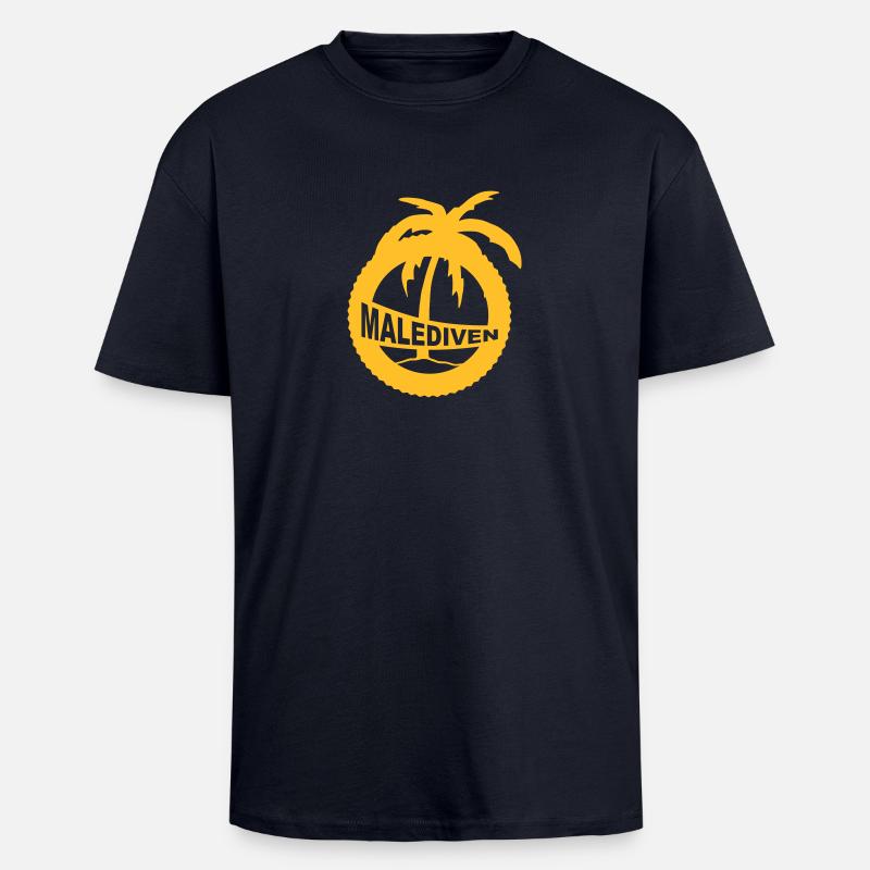 Malediven - Palme - Oversized Heavyweight Unisex T-Shirt - French Navy