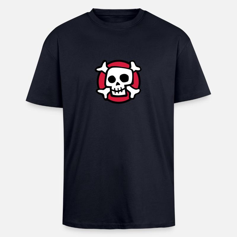 comic_skull_072011_a_3c - Oversized Heavyweight Unisex T-Shirt - French Navy