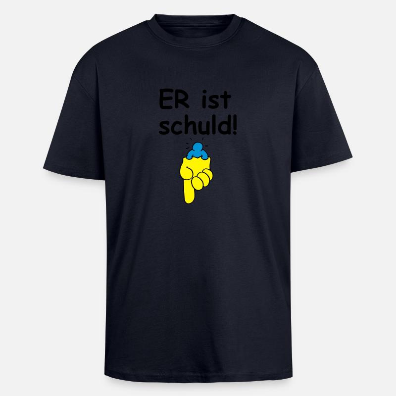 IL est à blâmer! - T-shirt unisexe oversize épais - bleu marine