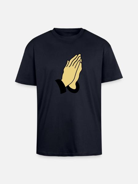 praying_hands_002 - Oversized Heavyweight Unisex T-Shirt - French Navy