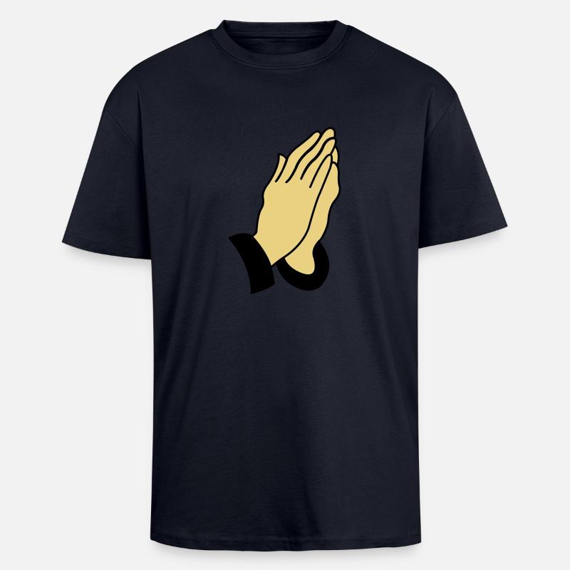 praying_hands_002 - Oversized Heavyweight Unisex T-Shirt - French Navy