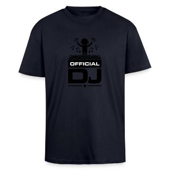 Platines Dj - T-shirt unisexe oversize épais - bleu marine - Devant - Alina (178cm) & Michal (187cm)