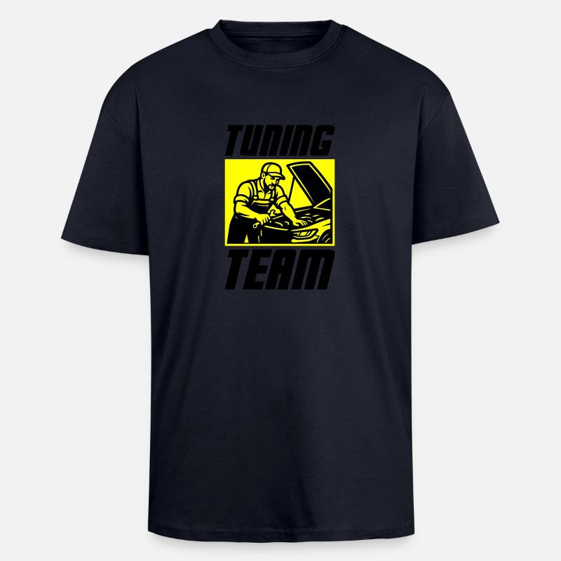 Tuning Team Auto - Oversized Heavyweight Unisex T-Shirt - French Navy