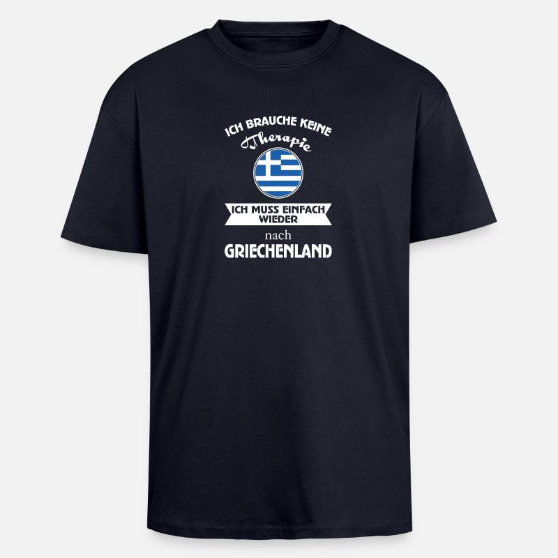 KeineTherapieGriechenland - Oversized Heavyweight Unisex T-Shirt - French Navy