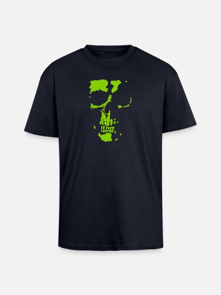 Shadow Skull - Oversized Heavyweight Unisex T-Shirt - French Navy