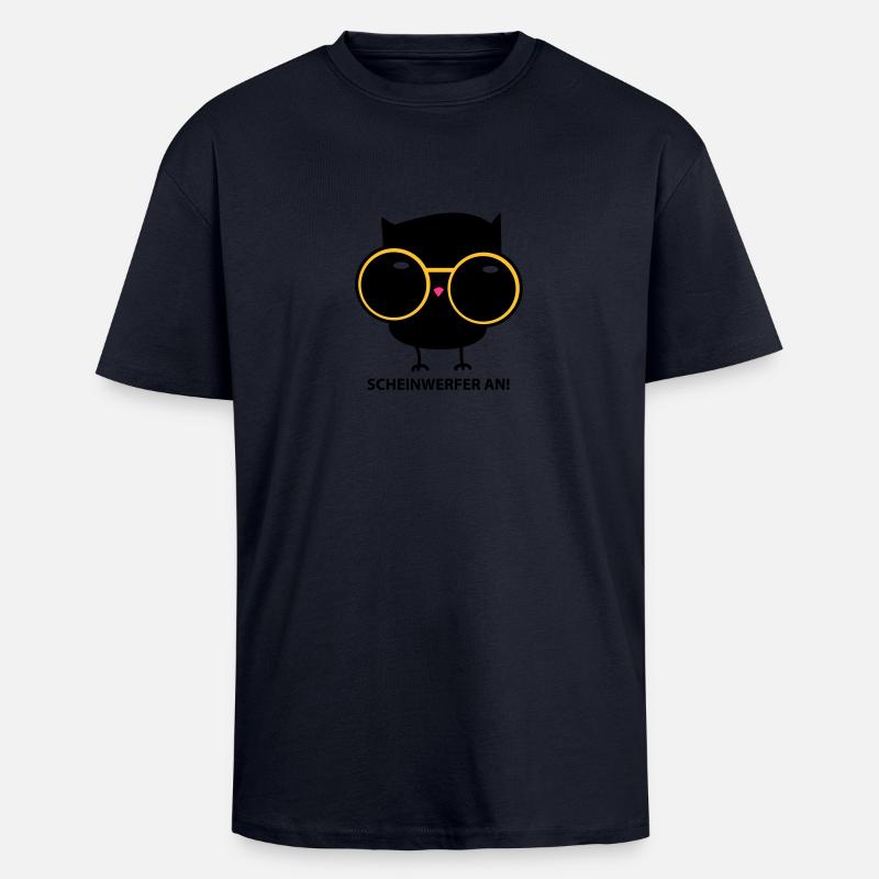 Eule mit Brille (b) - Oversized Heavyweight Unisex T-Shirt - French Navy