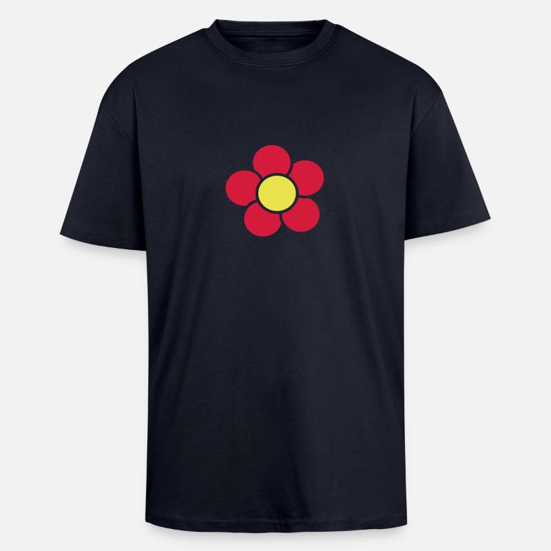 Fleur - T-shirt unisexe oversize épais - bleu marine