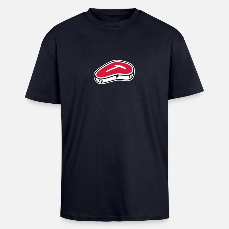 T-Bone Steak - Oversized Heavyweight Unisex T-Shirt - French Navy