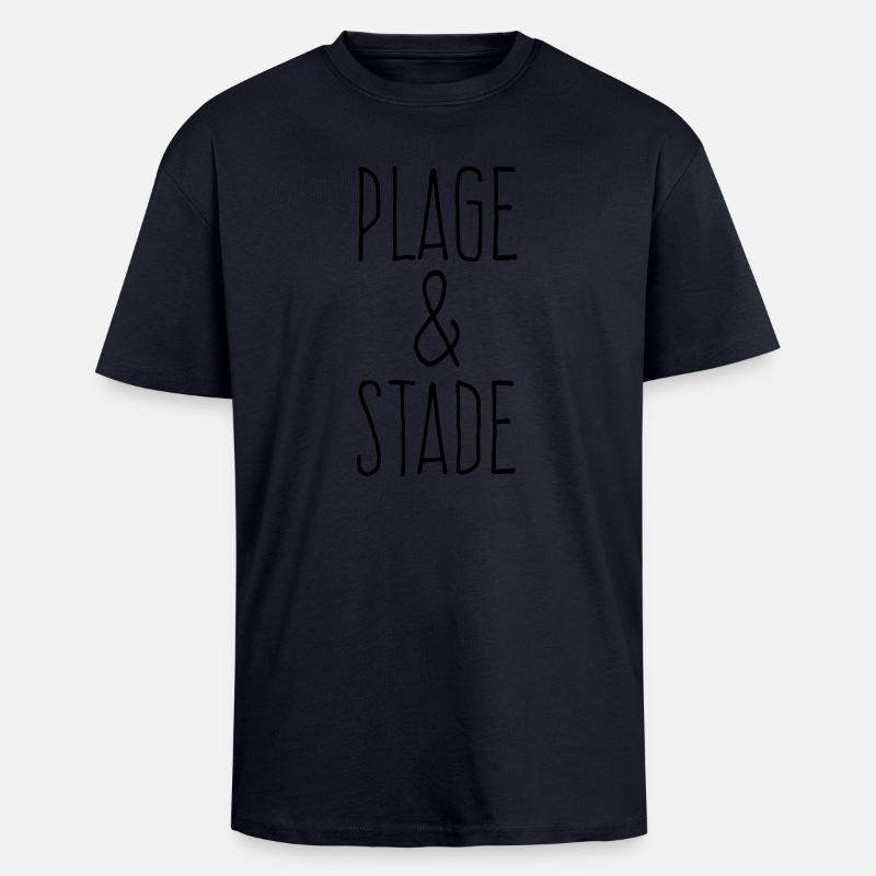 Plage et stade - T-shirt unisexe oversize épais - bleu marine