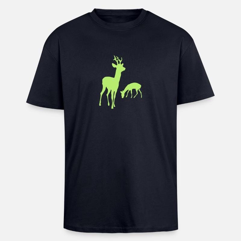 Zwei Rehe - Oversized Heavyweight Unisex T-Shirt - French Navy