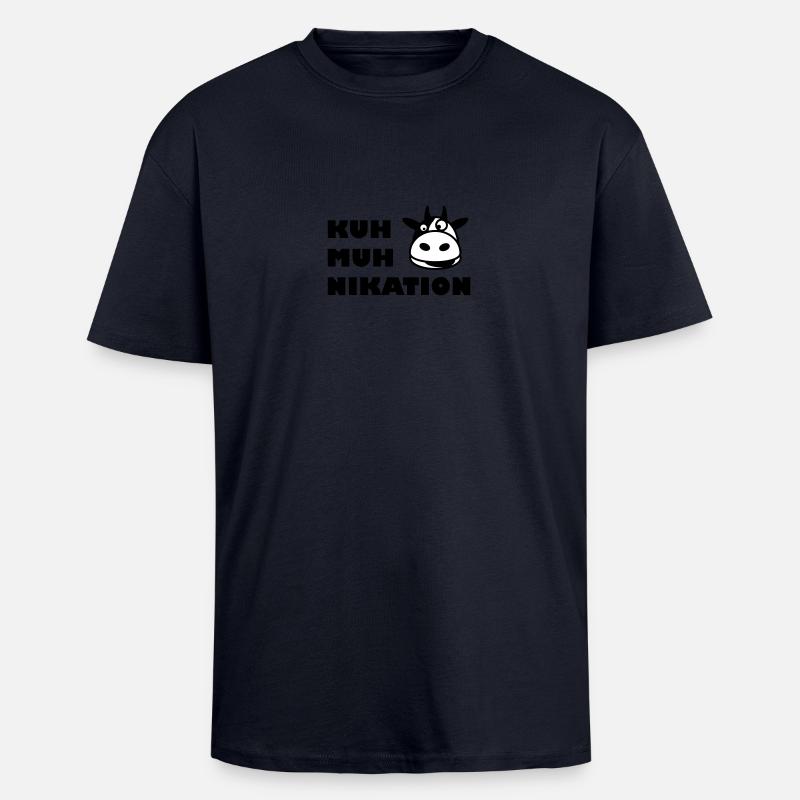Kommunikation Kuh - Oversized Heavyweight Unisex T-Shirt - French Navy