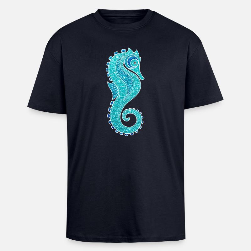 funkelndes Seepferdchen - Oversized Heavyweight Unisex T-Shirt - French Navy