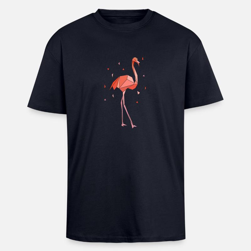 Flamingo - Oversized Heavyweight Unisex T-Shirt - French Navy