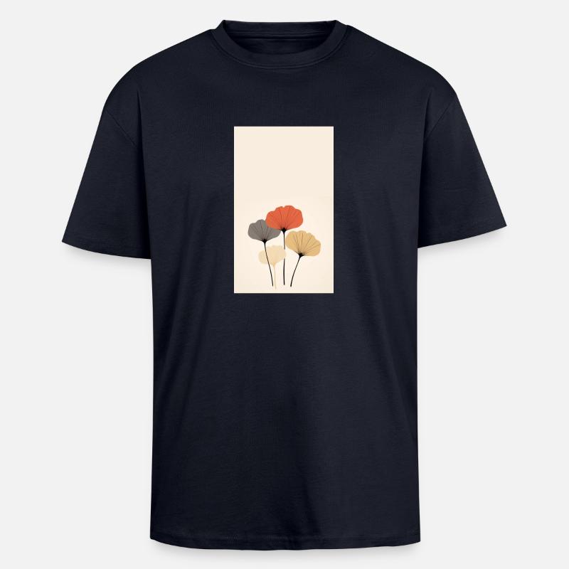 Ginkgo - Oversized Heavyweight Unisex T-Shirt - French Navy