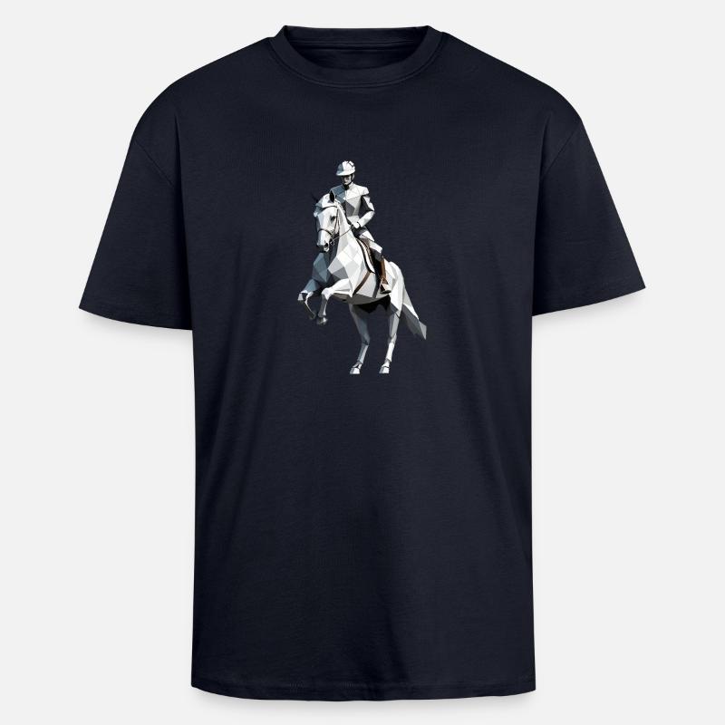 Cavalier Low Poly - Ballet Design - T-shirt unisexe oversize épais - bleu marine