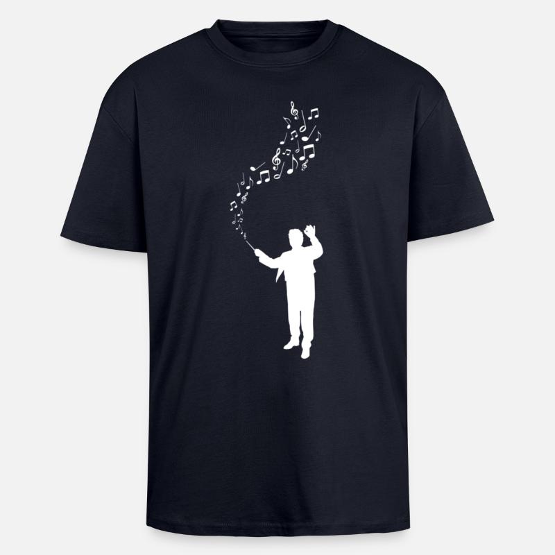 Dirigent - Maestro - Noten - weiß - Oversized Heavyweight Unisex T-Shirt - French Navy