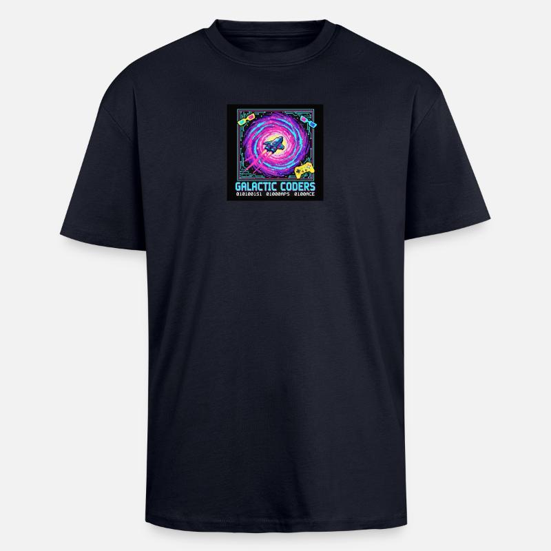 Galactic Coders Neon Pixel - Unisex Oversized Heavyweight T-shirt - french navy