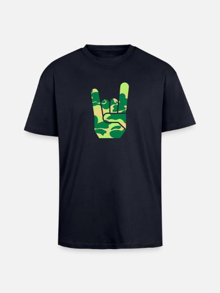 camou rock hand - Unisex Oversized Heavyweight T-shirt - french navy
