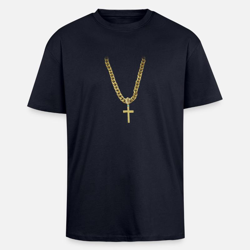 bling check 8 christ - T-shirt unisexe oversize épais - bleu marine