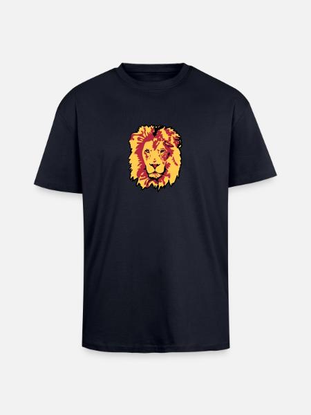 lion - T-shirt unisexe oversize épais - bleu marine