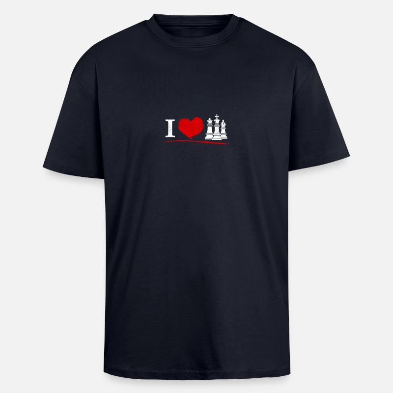 Echecs - I love échecs - T-shirt unisexe oversize épais - bleu marine
