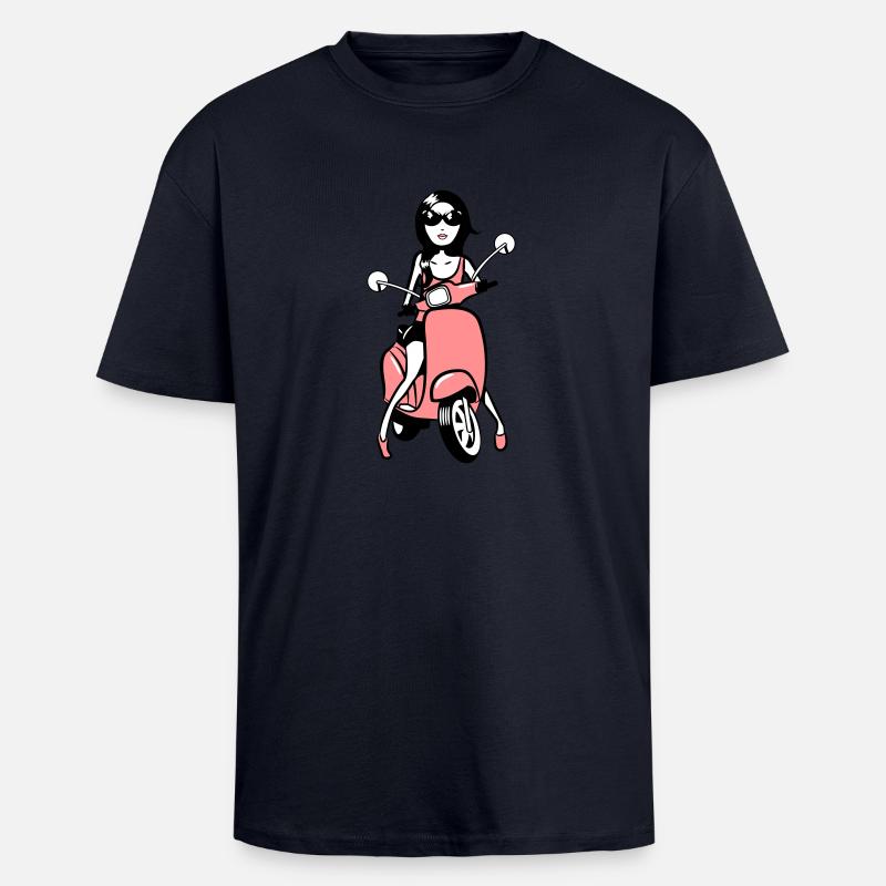 motorroller mädchen style look - Oversized Heavyweight Unisex T-Shirt - French Navy