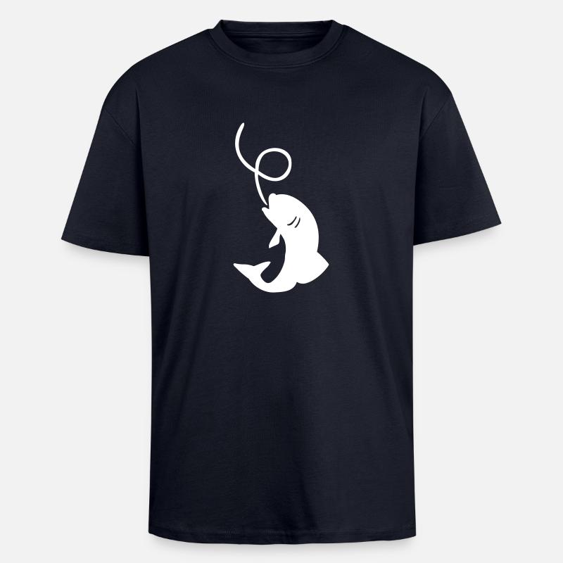 Fisch Angeln - Oversized Heavyweight Unisex T-Shirt - French Navy