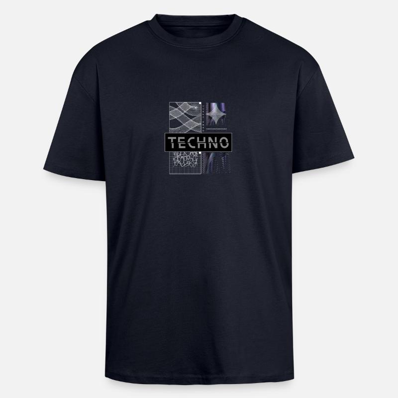 TECHNO VIBES – Dark Space Edition - Oversized Heavyweight Unisex T-Shirt - French Navy