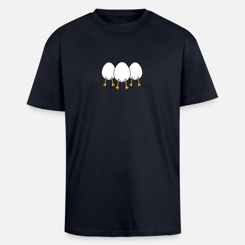 Chick In Egg Crew - Oversized Heavyweight Unisex T-Shirt - French Navy