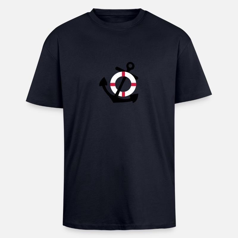 Anker mit Rettungsring - Oversized Heavyweight Unisex T-Shirt - French Navy