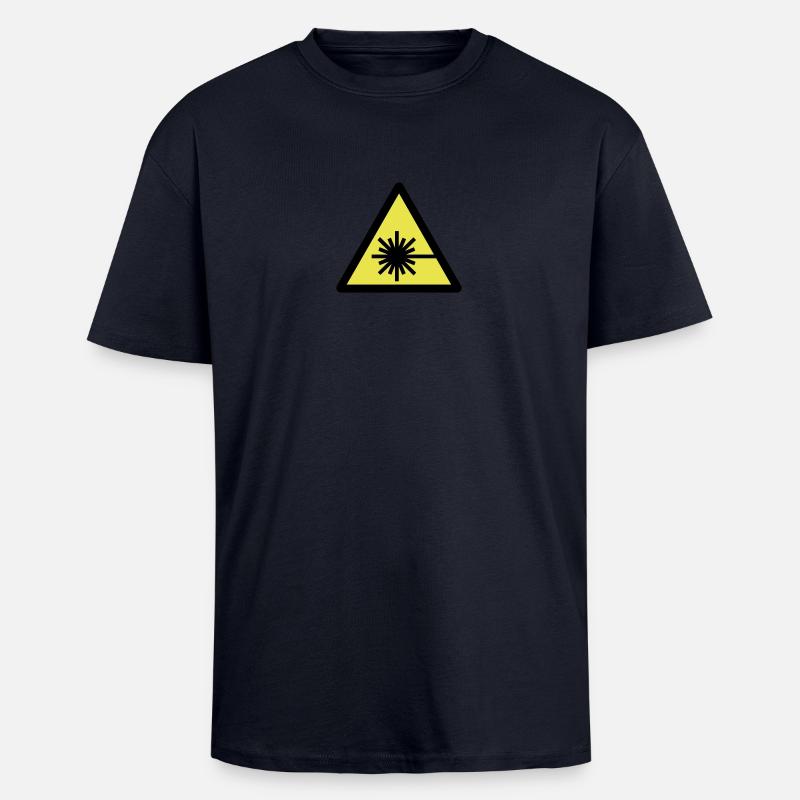 caution_laser_beam_2c - Oversized Heavyweight Unisex T-Shirt - French Navy