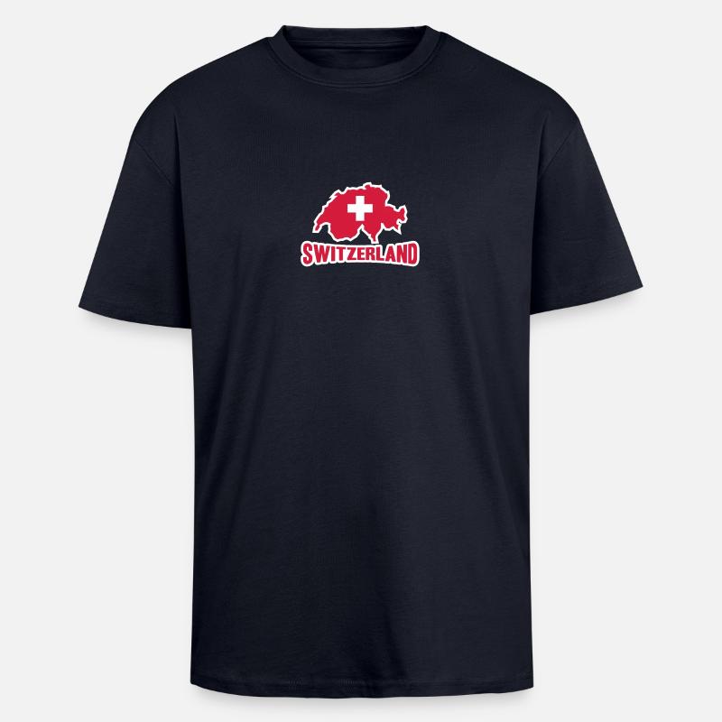 Switzerland Logo - T-shirt unisexe oversize épais - bleu marine