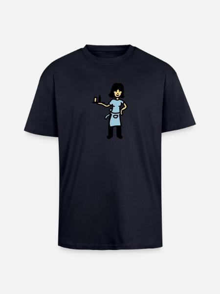 Serveuse 3 - T-shirt unisexe oversize épais - bleu marine