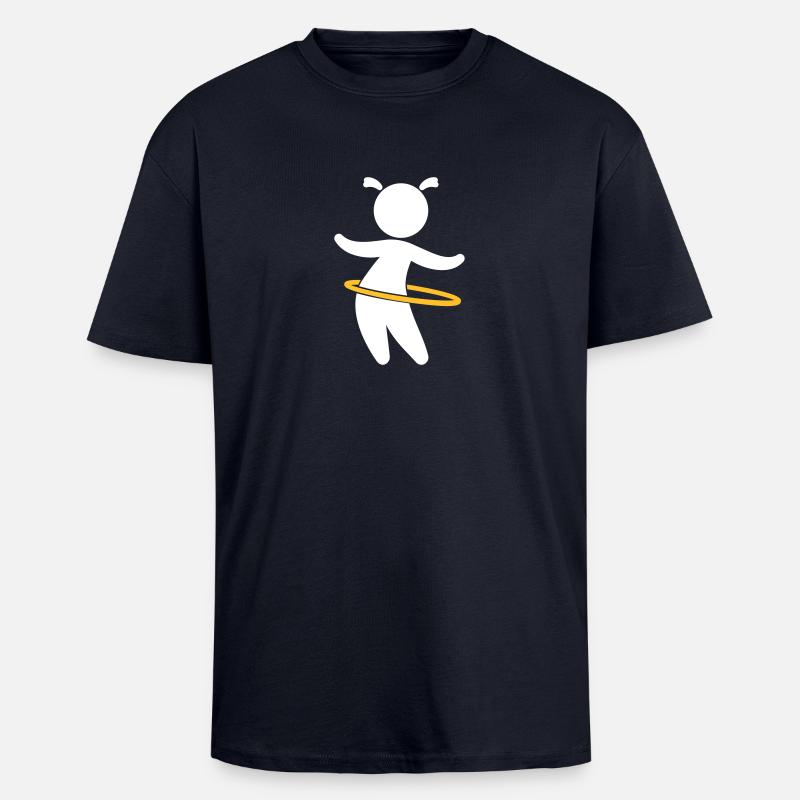 Child Playing With Hoolahoop - Unisex Oversized Heavyweight T-shirt - french navy
