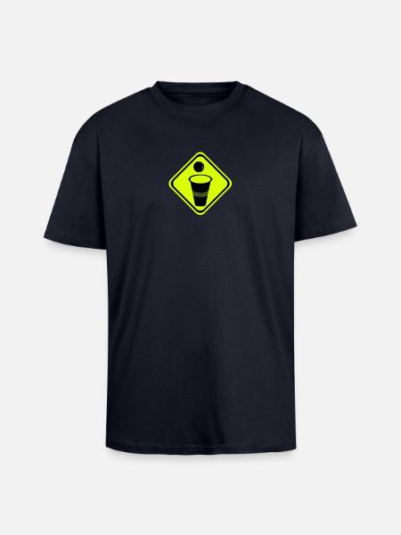 Danger sign beer pong zone2 - Unisex Oversized Heavyweight T-shirt - french navy