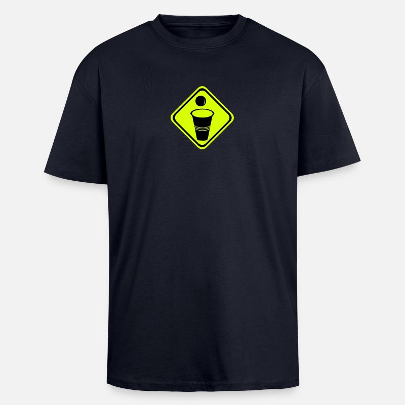panneau danger beer pong zone2 - T-shirt unisexe oversize épais - bleu marine