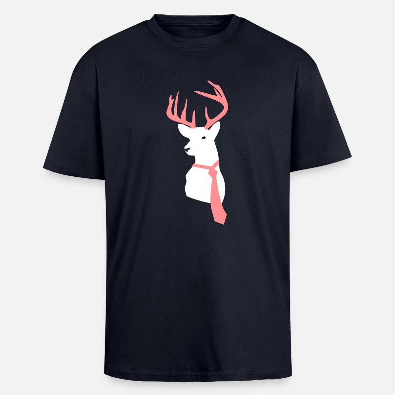 hirsch mit krawatte - Oversized Heavyweight Unisex T-Shirt - French Navy