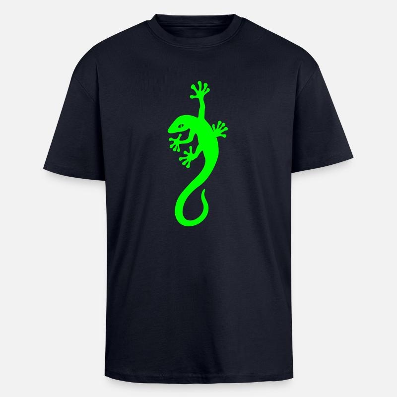 Gecko hangs - Oversized Heavyweight Unisex T-Shirt - French Navy