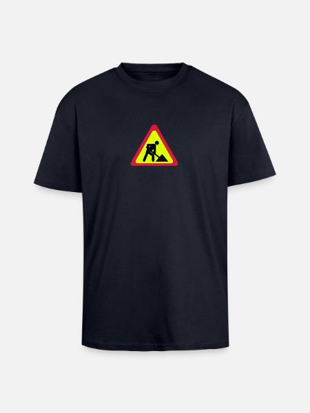 panneau chantier travaux 2303 - T-shirt unisexe oversize épais - bleu marine