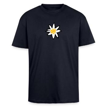 Edelweiss - Unisex Oversized Heavyweight T-shirt - french navy - Front - Alina (178cm) & Michal (187cm)