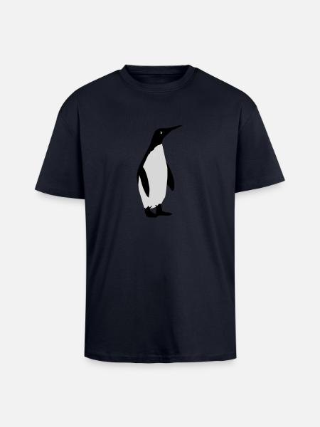 Pinguin - Oversized Heavyweight Unisex T-Shirt - French Navy