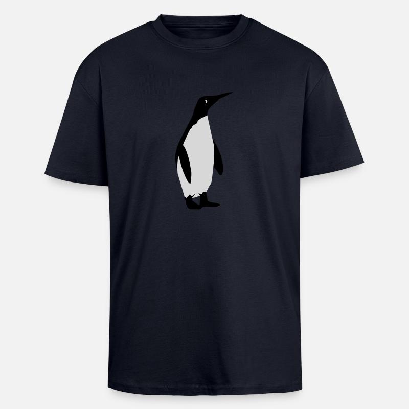 Pinguin - Oversized Heavyweight Unisex T-Shirt - French Navy