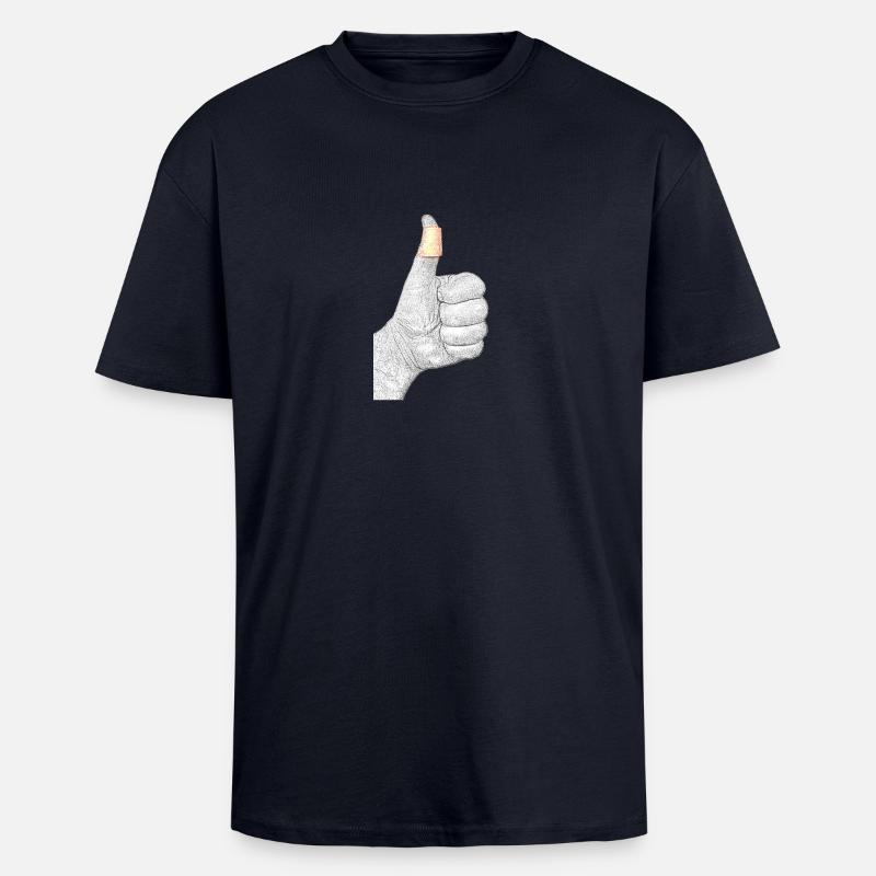 Hand mit Pflaster - Oversized Heavyweight Unisex T-Shirt - French Navy